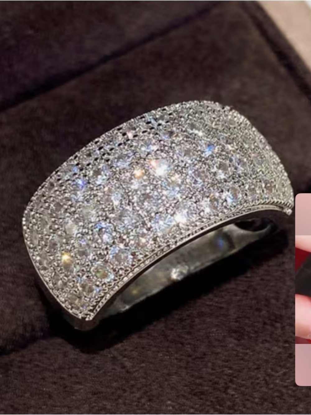 Pavé Crystal Wide Band Ring in Silver with gold overlay